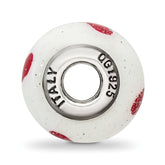 Sterling Silver 925 Heart Glass Bead Elegant White Reflective Design